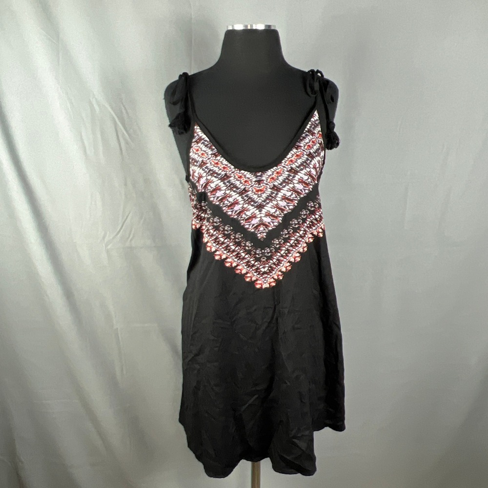 Xhilaration Mini Dress Womens Small Black Geometric Spaghetti Strap Festival